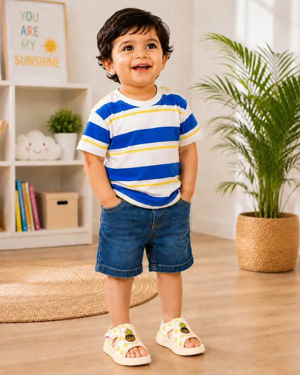 Cream_Pineapple_Print_Open-Toe_Sandals_For_Kids