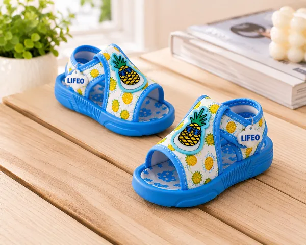 Sky_Blue_Pineapple_Print_Sandals_For_Kids