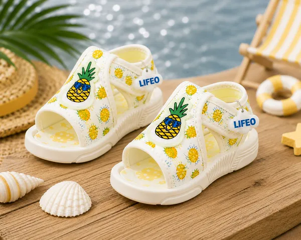 Cream_Printed_Open_Toe_Sandals_For_Kids