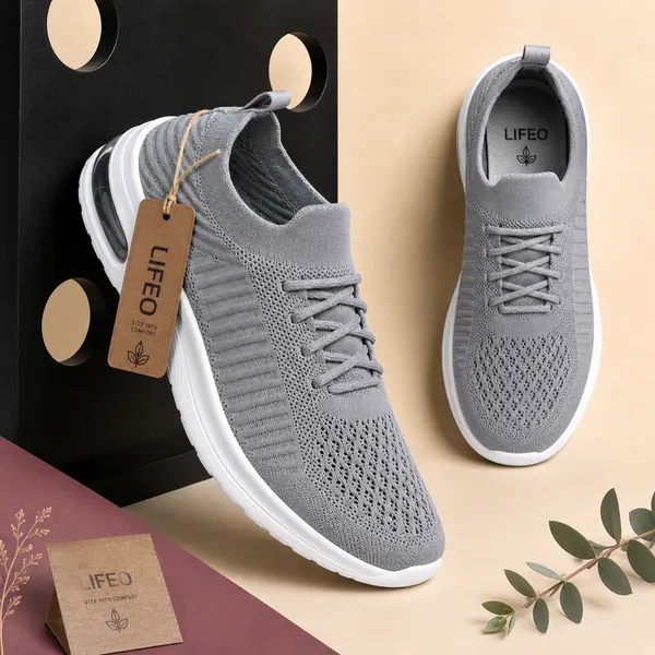 Grey_Knit_Lace-Up_Casual_Sneakers_For_Everyday_Wear