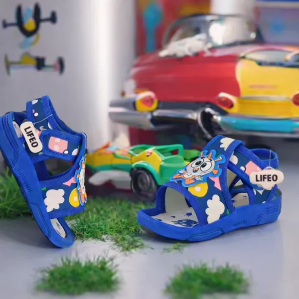 Blue_Cartoon_Print_Sandals_For_Kids