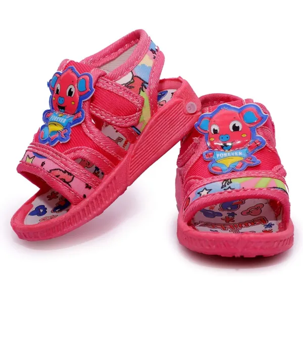 Pink_Cartoon_Velcro_Sandals_For_Girls