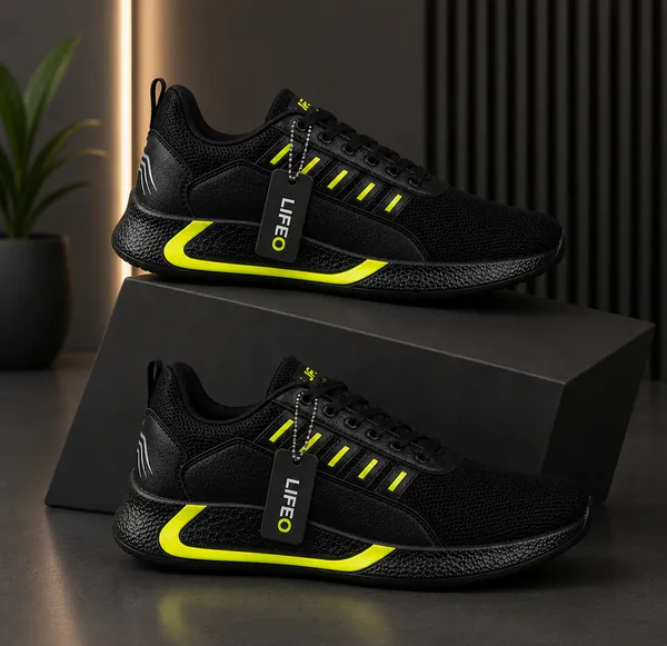 Black_Mesh_Lace-Up_Sneakers_For_Adults