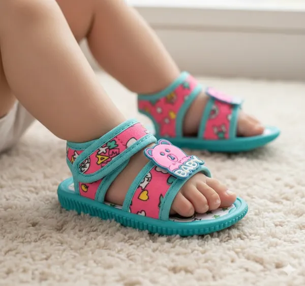 Pink_Printed_Velcro_Sandals_For_Girls