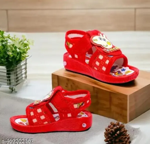 Red_Printed_Velcro_Sandals_For_Kids