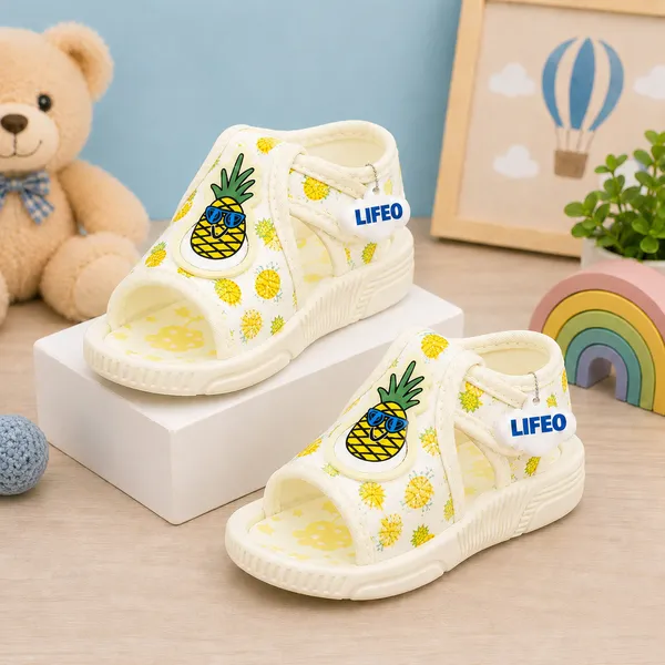 Cream_Printed_Open_Toe_Sandals_For_Kids