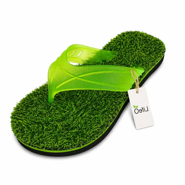 Green_Grass_Textured_Flip_Flops_For_Unisex