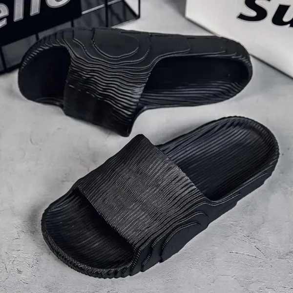 Black_Textured_Slip-On_Slides_For_Unisex