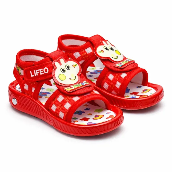 Red_Printed_Velcro_Sandals_For_Kids