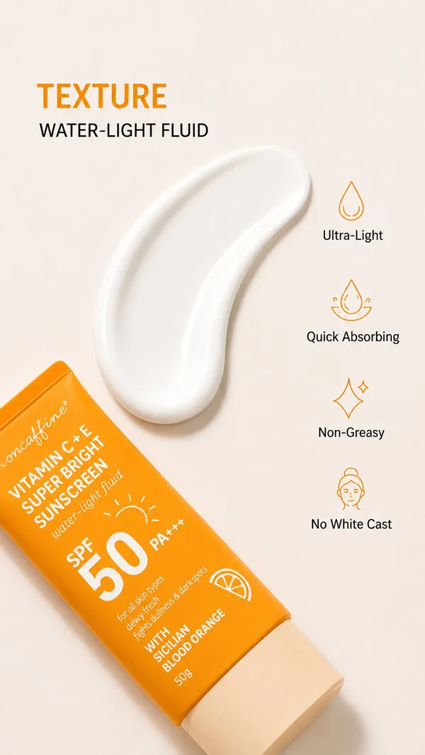 nCaffeine_Vitamin_C_+_E_Super_Bright_Sunscreen_SPF_50_PA++++_|_Water-Light_Sunscreen_50g
