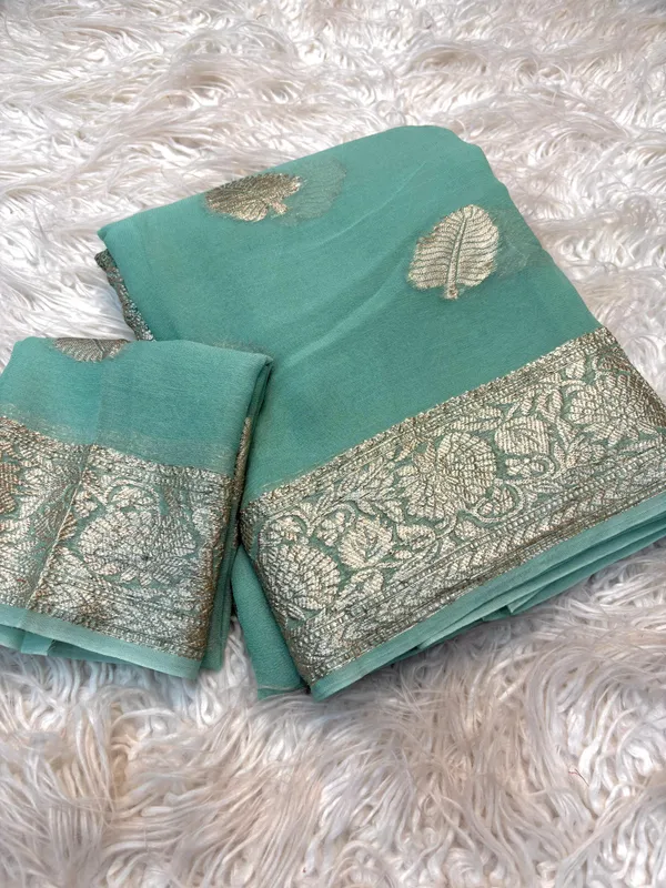 Green_Viscose_Georgette_Woven_Saree_For_Women