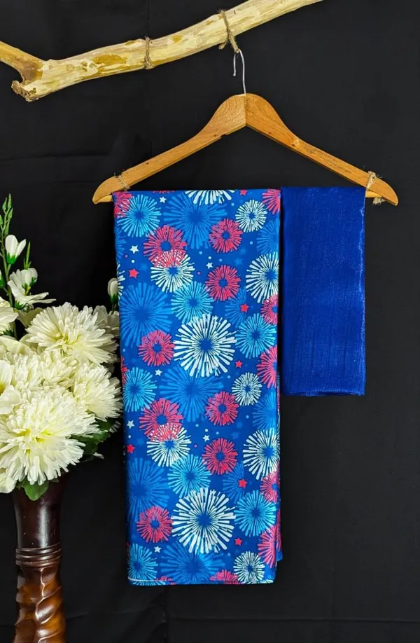 Blue_Modal_Silk_Star_Print_Saree_For_Women