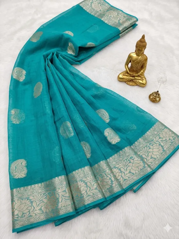 Blue_Viscose_Georgette_Butta_Print_Partywear_Saree_For_Women