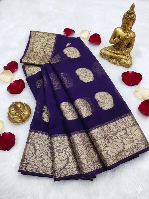Blue_Viscose_Georgette_Butta_Print_Partywear_Saree_For_Women