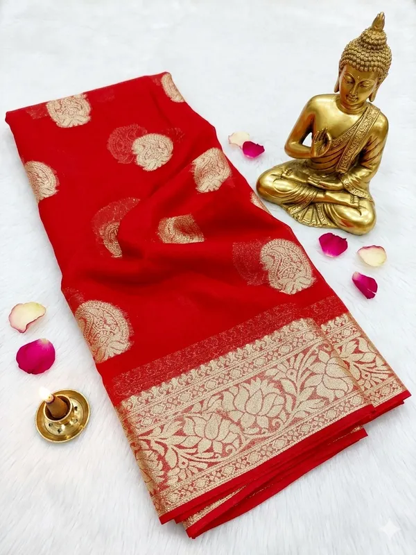 Red_Viscose_Georgette_Butta_Print_Partywear_Saree_For_Women