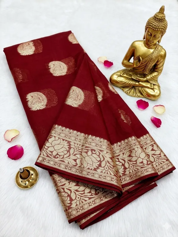 Brown_Viscose_Georgette_Butta_Print_Partywear_Saree_For_Women