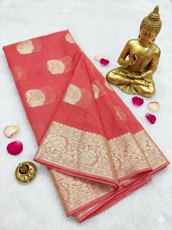 Pink_Viscose_Georgette_Butta_Print_Partywear_Saree_For_Women