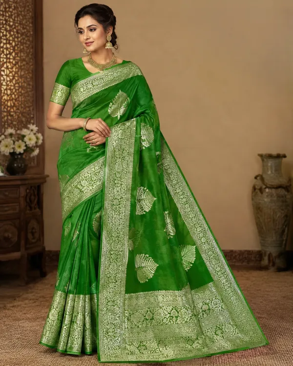 Green_Viscose_Georgette_Woven_Zari_Saree_For_Women