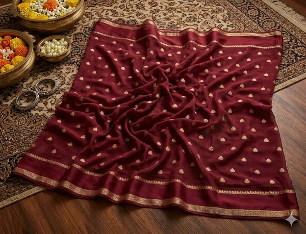 Maroon_Mysore_Crape_Traditional_Saree_For_Women