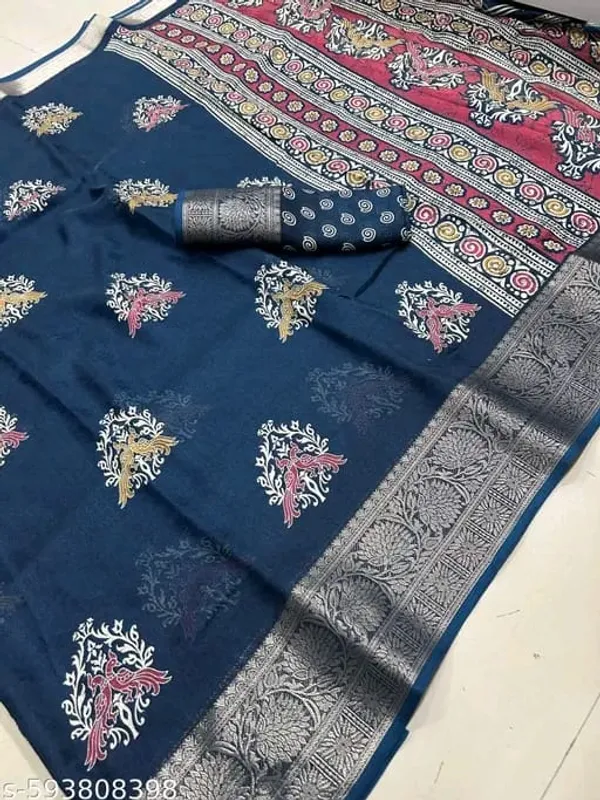 Blue_Marshmellow_Printed_Saree_For_Women
