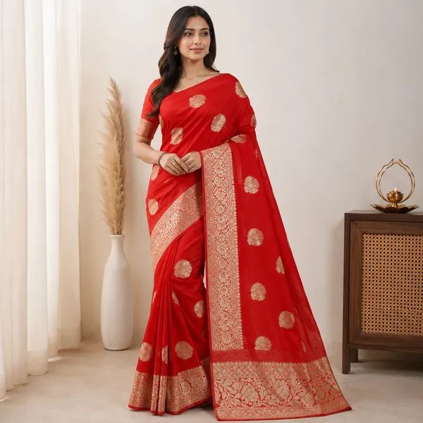 Red_Viscose_Georgette_Butta_Print_Partywear_Saree_For_Women
