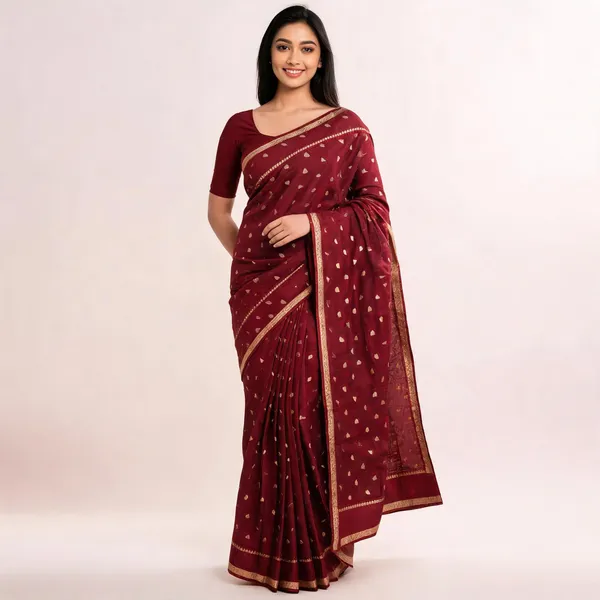 Maroon_Mysore_Crape_Traditional_Saree_For_Women