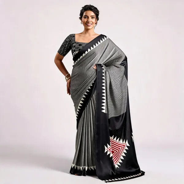 Black_Grey_Modal_Silk_Striped_Printed_Saree_For_Women