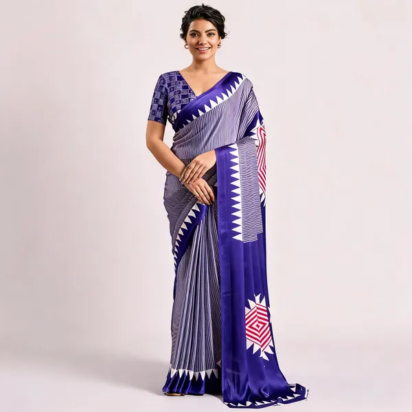 Blue_Modal_Silk_Geometric_Print_Saree_For_Women