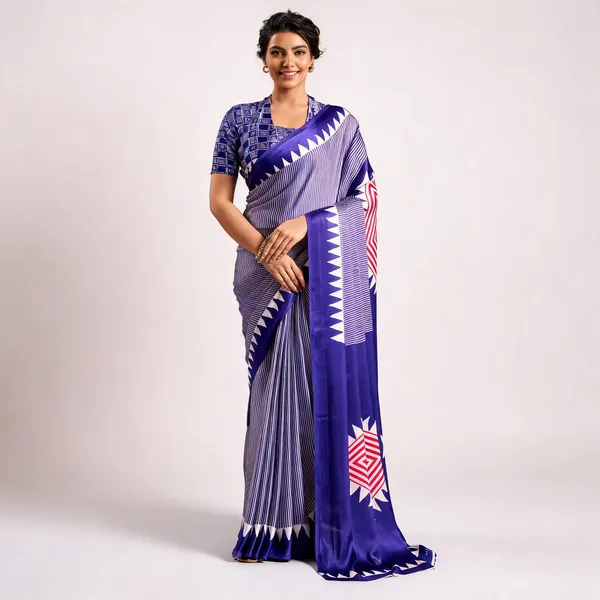 Blue_Modal_Silk_Geometric_Print_Saree_For_Women