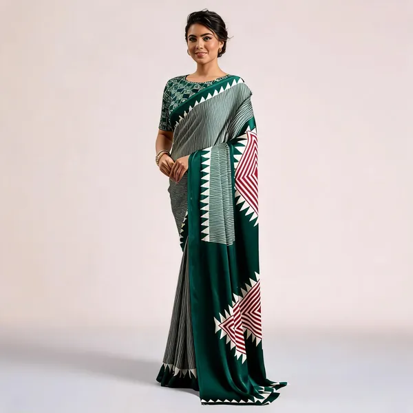 Green_Modal_Silk_Geometric_Print_Saree_For_Women