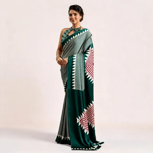 Green_Modal_Silk_Geometric_Print_Saree_For_Women