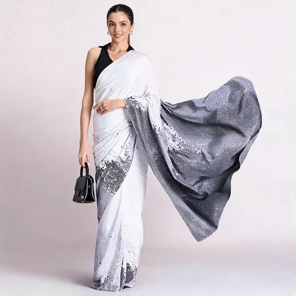 White_Modal_Silk_Printed_Saree_For_Women