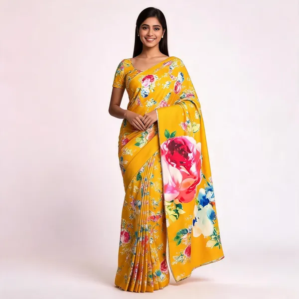 Yellow_Modal_Silk_Floral_Print_Saree_For_Women