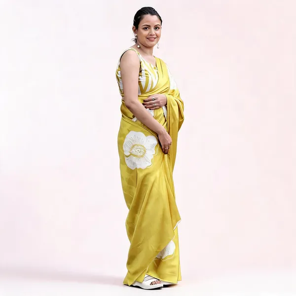 Yellow_Modal_Silk_Floral_Print_Saree_For_Women