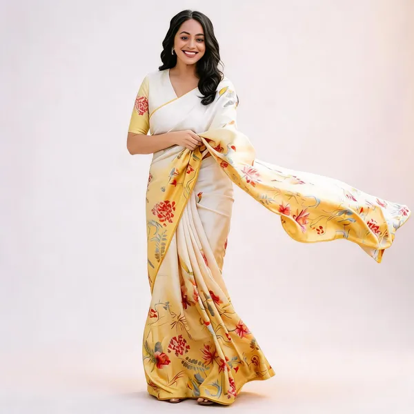 White_Modal_Silk_Printed_Saree_For_Women