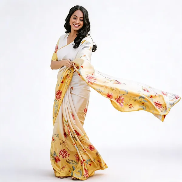White_Modal_Silk_Printed_Saree_For_Women