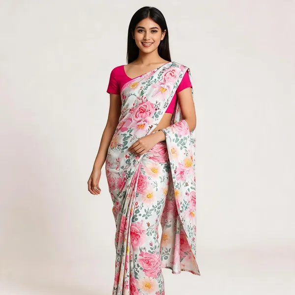 Pink_Modal_Silk_Floral_Print_Saree_For_Women