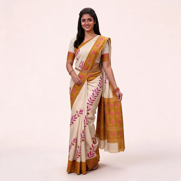 White_Linen_Cotton_Bordered_Saree_For_Women