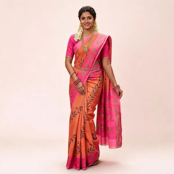 Pink_Linen_Cotton_Bordered_Saree_For_Women