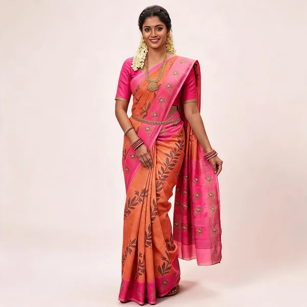 Pink_Linen_Cotton_Bordered_Saree_For_Women