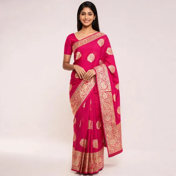 Pink_Viscose_Georgette_Butta_Print_Partywear_Saree_For_Women