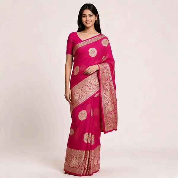 Pink_Viscose_Georgette_Butta_Print_Partywear_Saree_For_Women