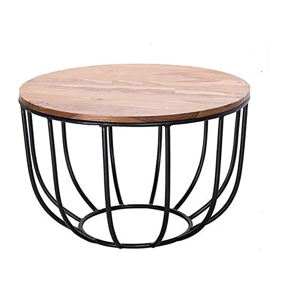 Coffee_Table_With_Wooden_Top_And_Metal_Base