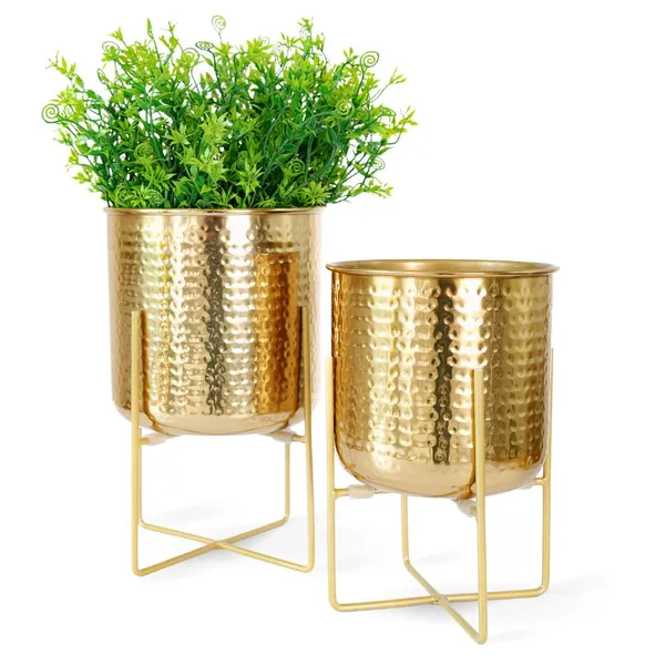 Hammered_Metal_Indoor_Planter_Set_Of_2
