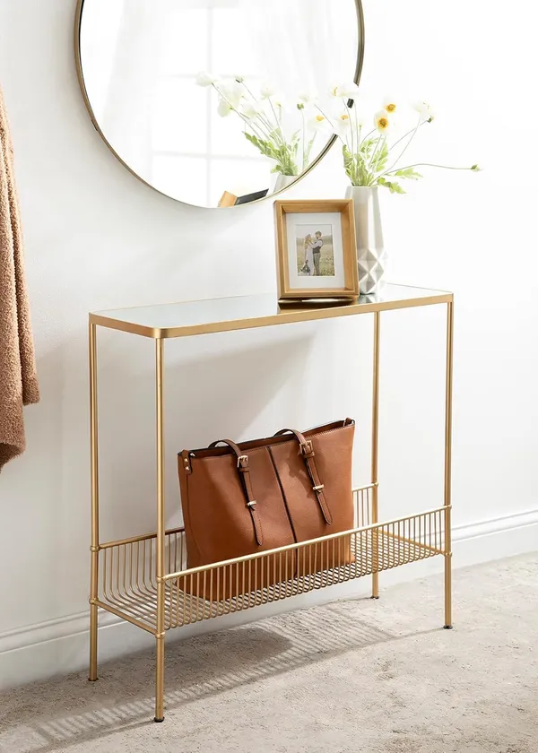Console_Table_With_Storage_Rack_And_Mirrored_Top