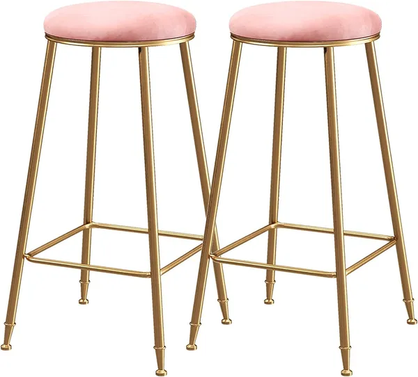 Velvet_Bar_Stool_With_Footrest