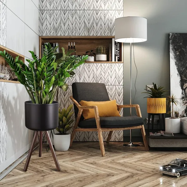 Mid_Century_Metal_Flower_Pot_With_Wood_Legs