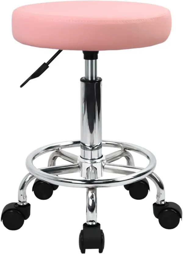 Pu_Leather_Rolling_Stool_With_Footrest