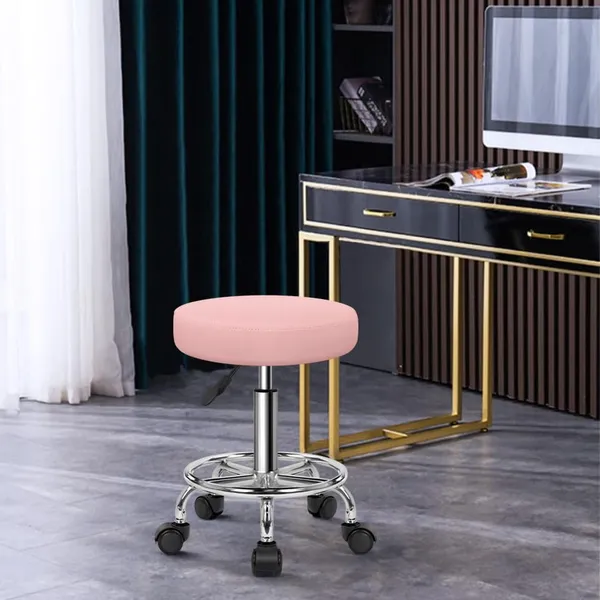 Pu_Leather_Rolling_Stool_With_Footrest