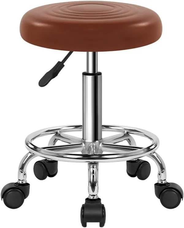 Pu_Leather_Rolling_Stool_With_Footrest